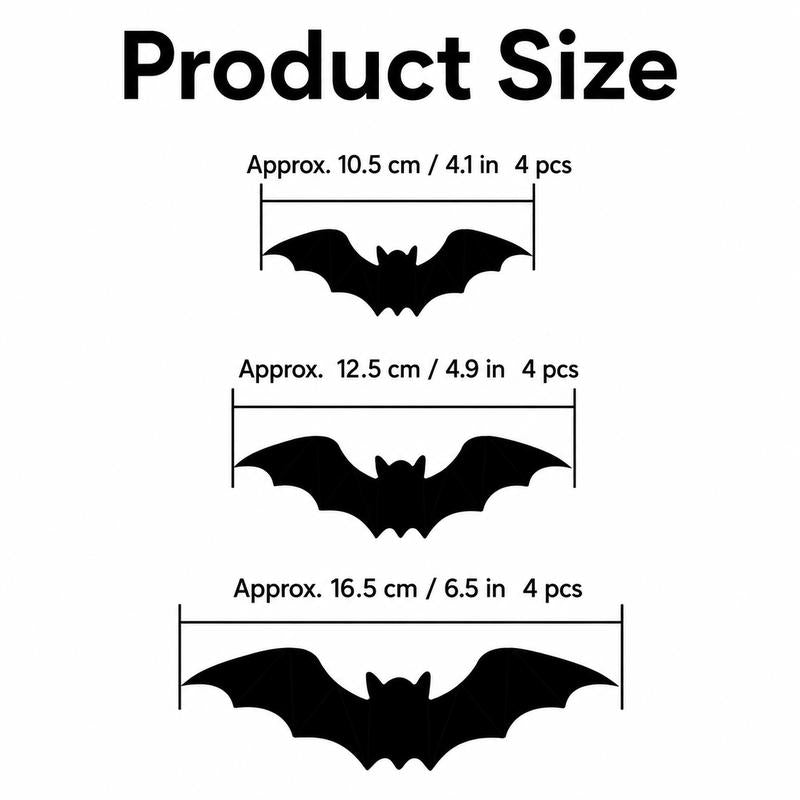 3D Bat Light LED Decorations, 12pcs/24pcs Halloween Spooky Ornaments