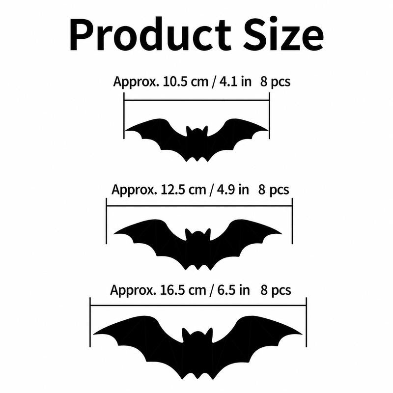 3D Bat Light LED Decorations, 12pcs/24pcs Halloween Spooky Ornaments