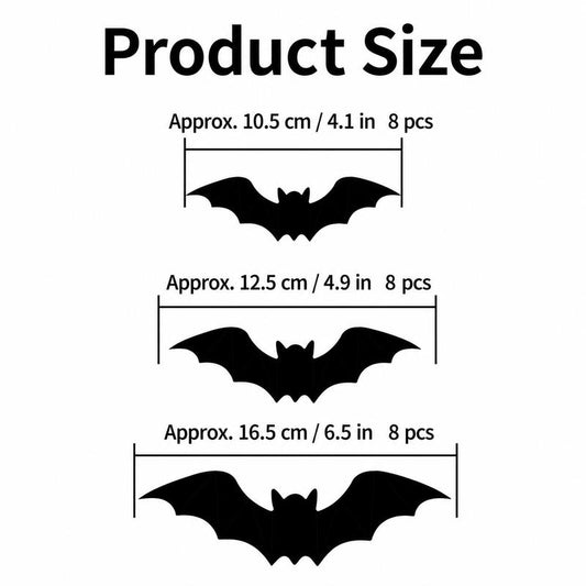 3D Bat Light LED Decorations, 12pcs/24pcs Halloween Spooky Ornaments