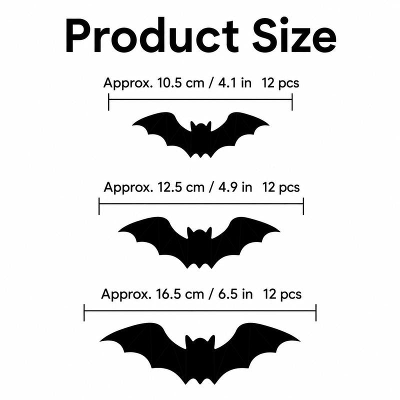 3D Bat Light LED Decorations, 12pcs/24pcs Halloween Spooky Ornaments