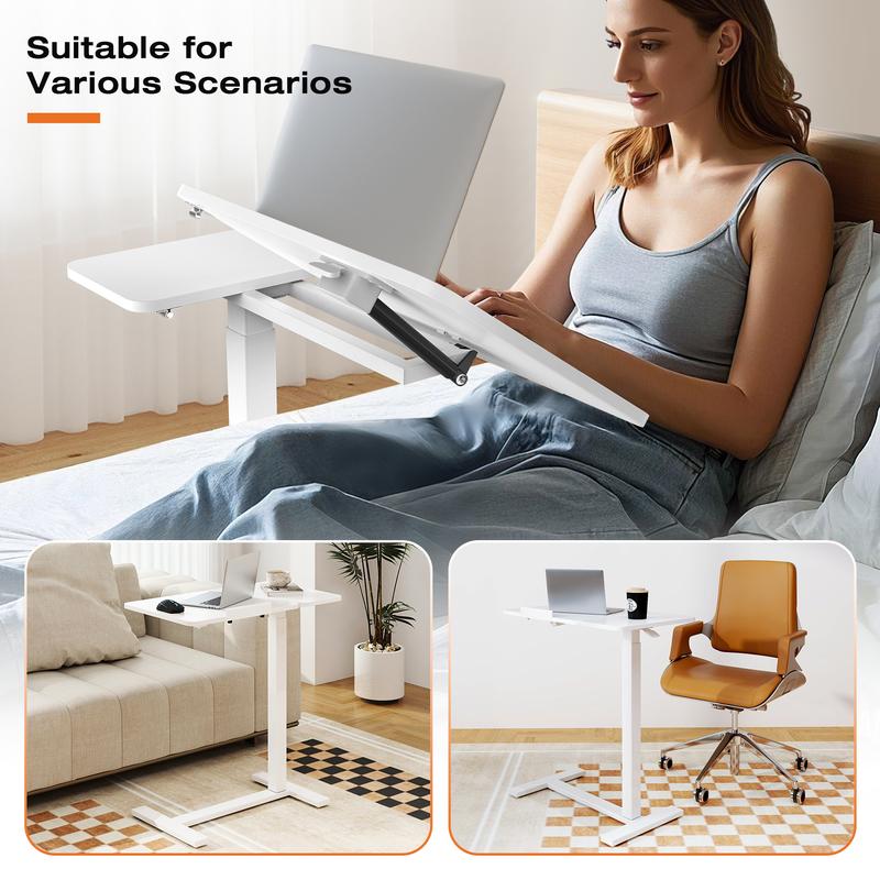 Overbed Bedside Table Adjustable with Wheels