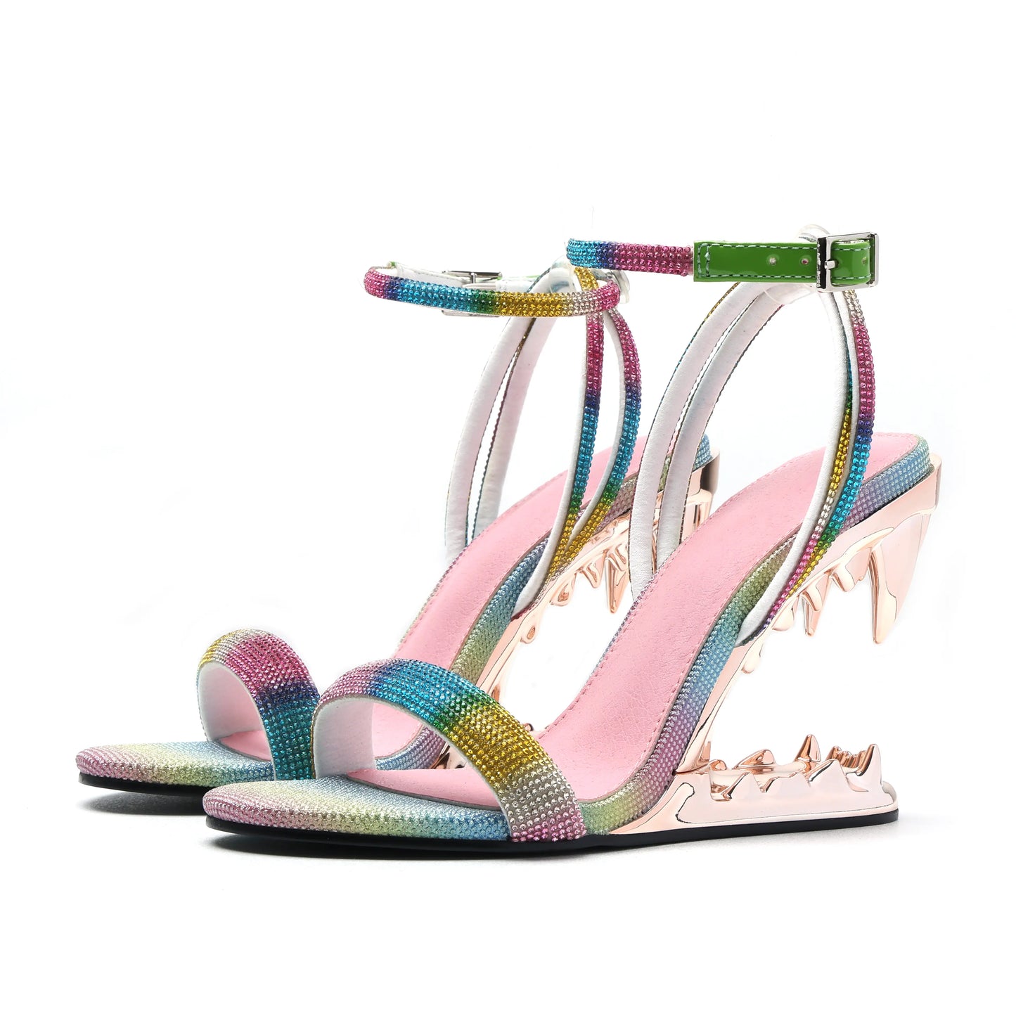 Women’s Rhinestone Shark Wedge Heel Sandals Fashion Platform Shoes