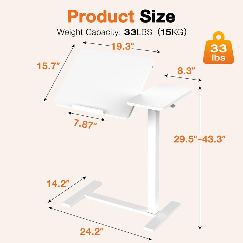 Overbed Bedside Table Adjustable with Wheels