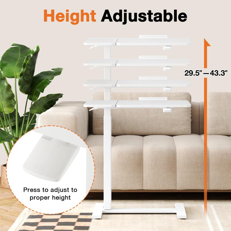 Overbed Bedside Table Adjustable with Wheels