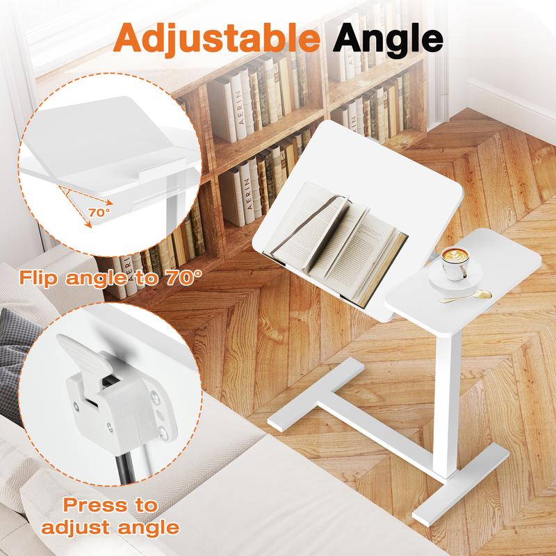 Overbed Bedside Table Adjustable with Wheels