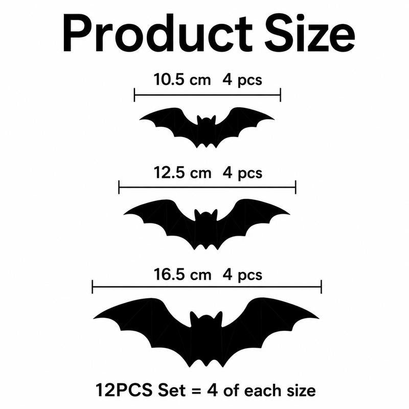 3D Bat Light LED Decorations, 12pcs/24pcs Halloween Spooky Ornaments