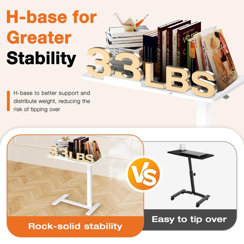 Overbed Bedside Table Adjustable with Wheels